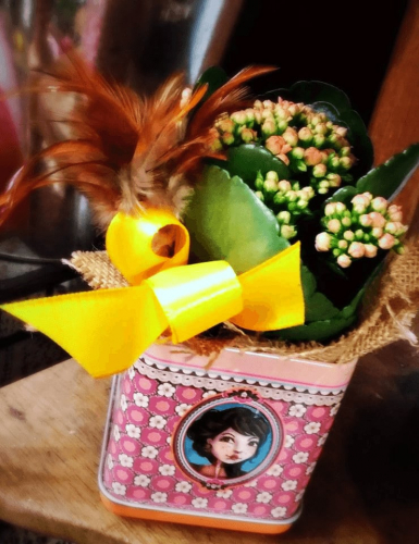 boite vintage bouquet de fleurs