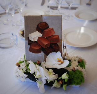 theme de mariage chocolat idee centre de table invités